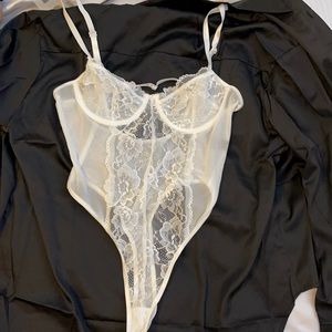 White lace body suit
